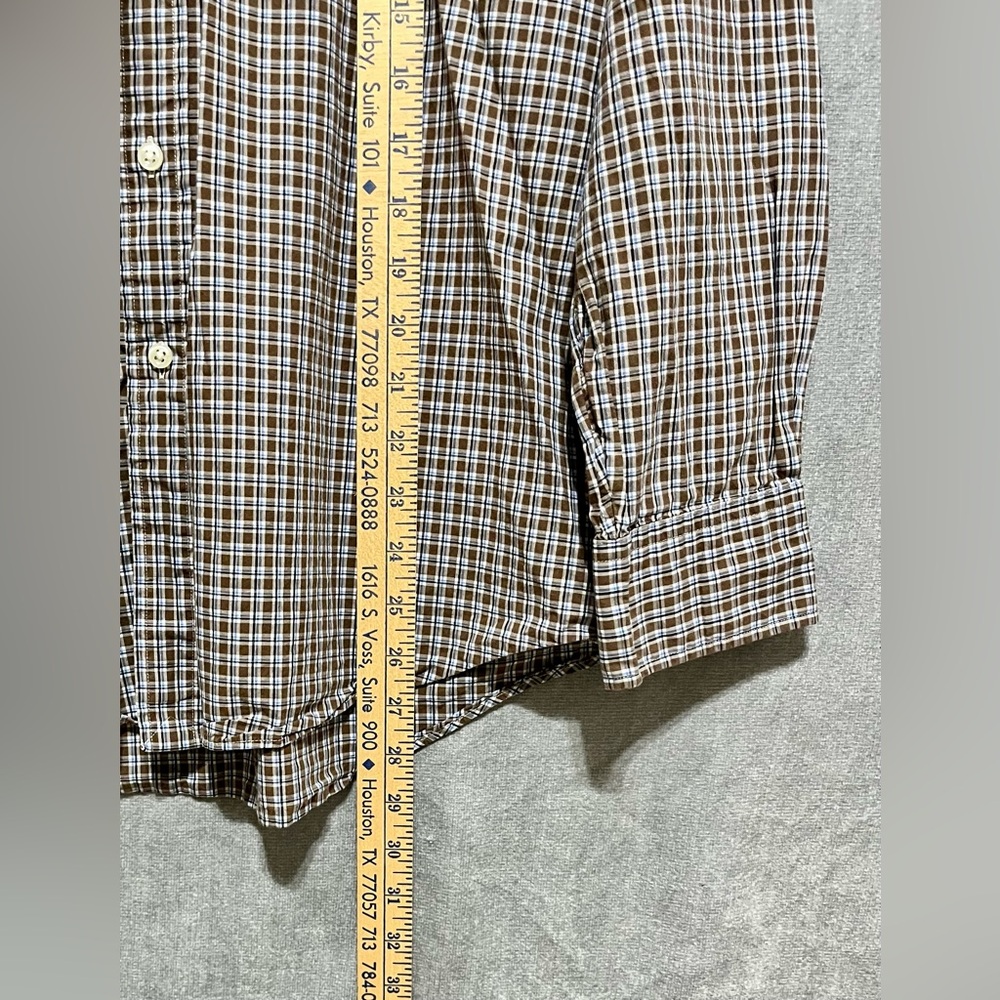 Polo Ralph‎ Lauren Brown Blue Checkered Button Down Shirt Size Medium - Picture 6 of 10